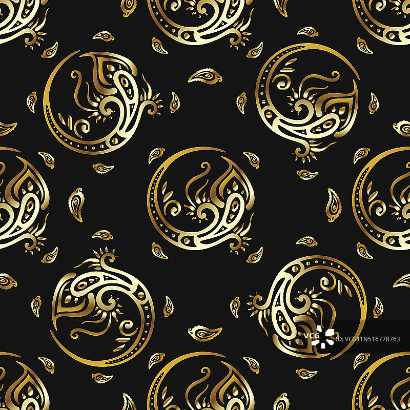 孔雀羽毛金色图案图片素材