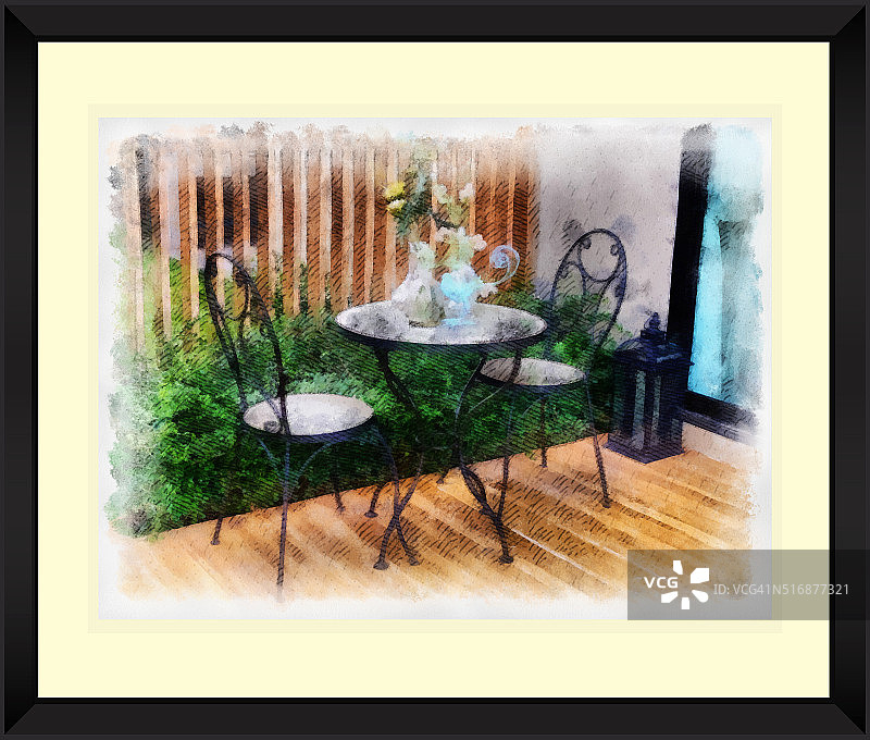 抽象复古花园原创水彩画图片素材