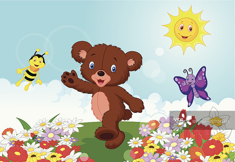 快乐的卡通小熊宝宝图片素材