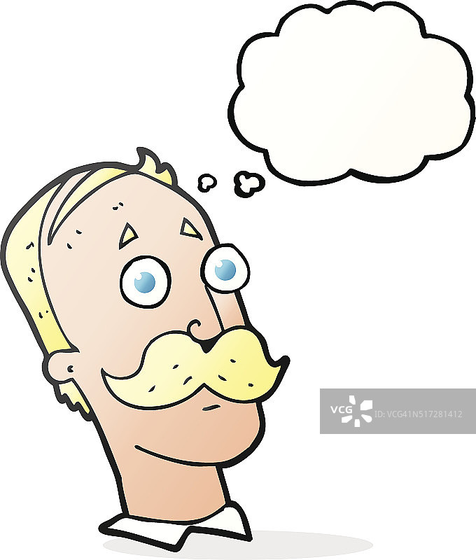 卡通留着胡子的男人想法泡泡图片素材