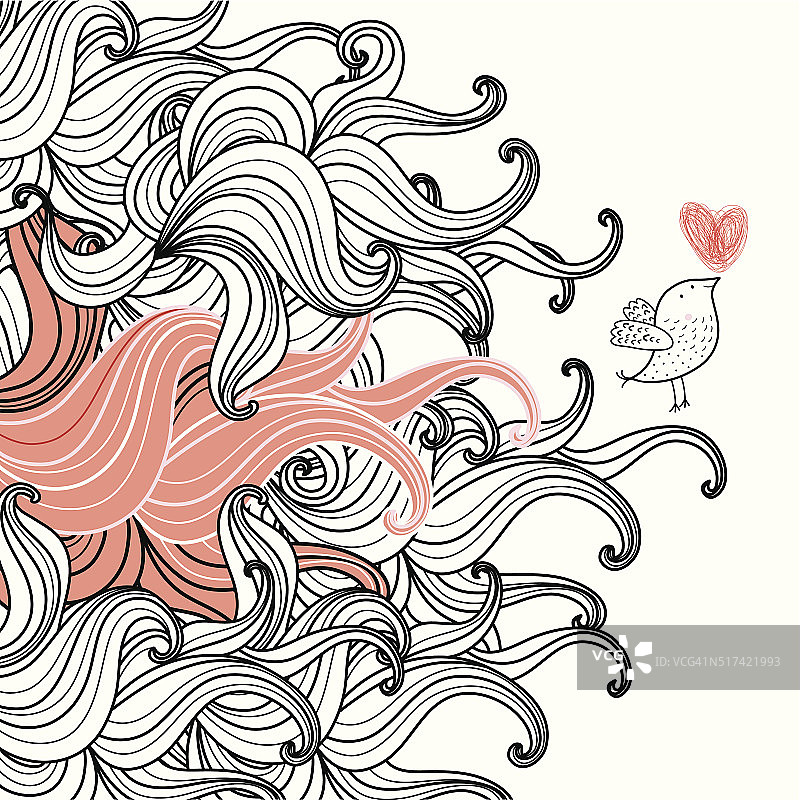 带有爱情鸟的花卉背景图片素材