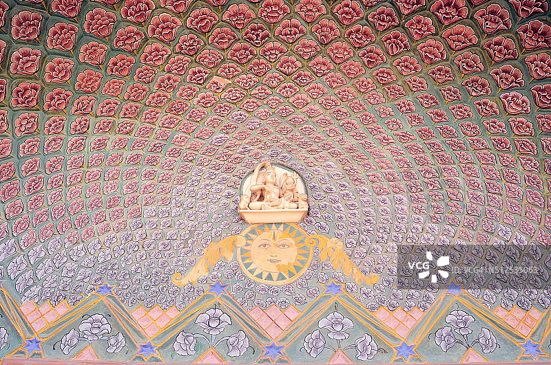 玫瑰门 - 斋浦尔城市宫殿的皮塔姆·尼瓦斯·乔克图片素材