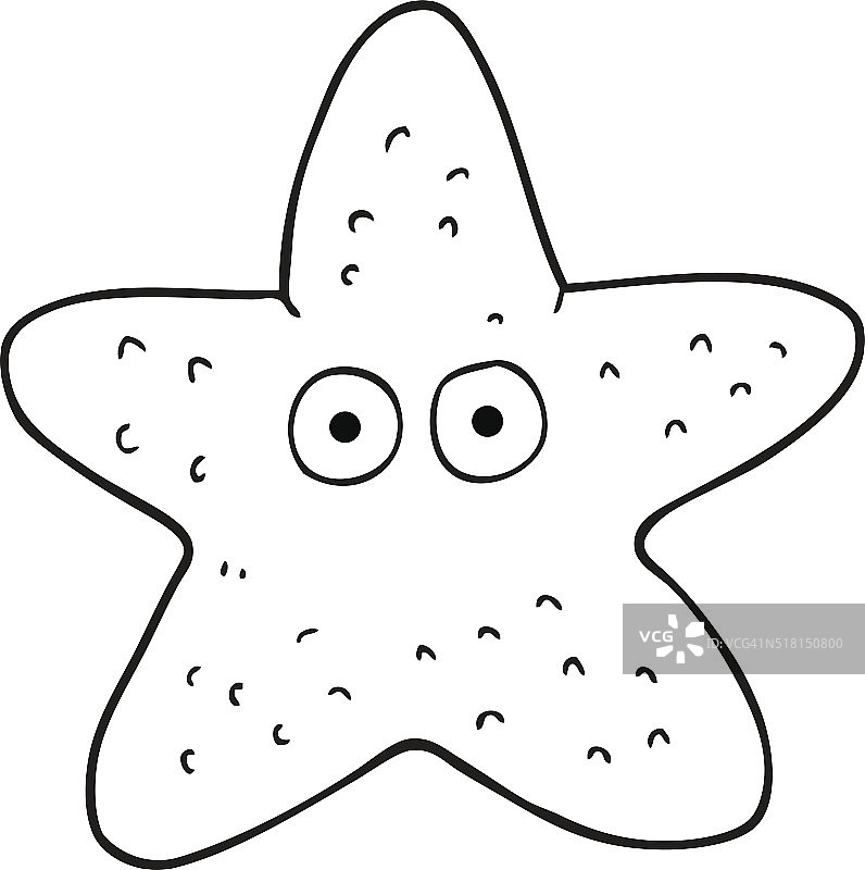 黑白卡通海星图片素材
