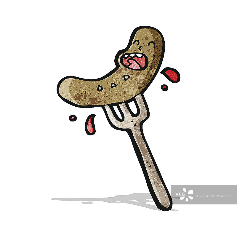 叉子上的卡通香肠图片素材