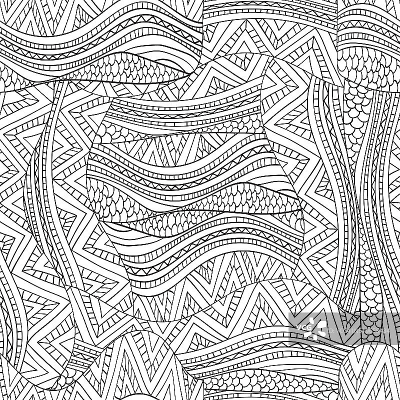 涂鸦风格的民族波浪图案图片素材