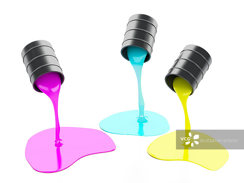 白色背景上倾倒的油漆罐图片素材