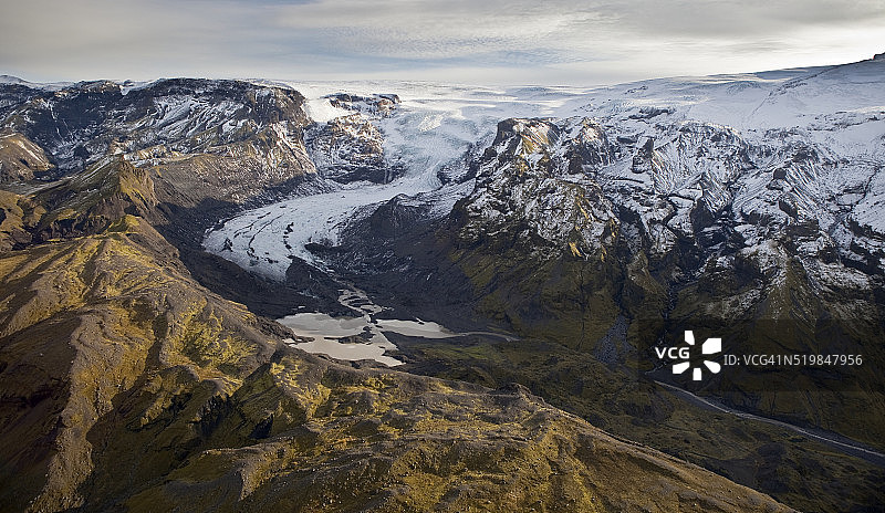冰岛冰川航拍图片素材