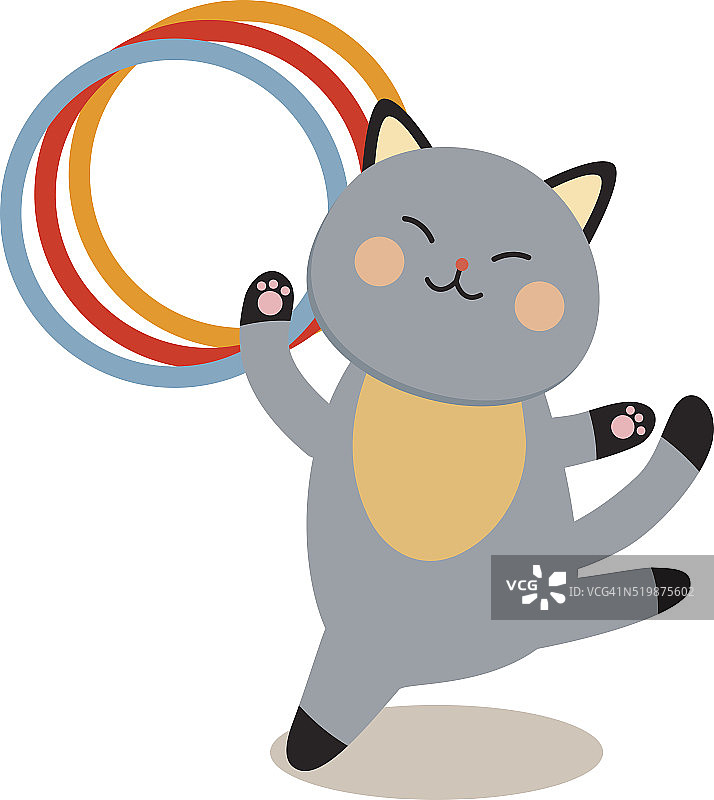 快乐的马戏团猫矢量插画图片素材