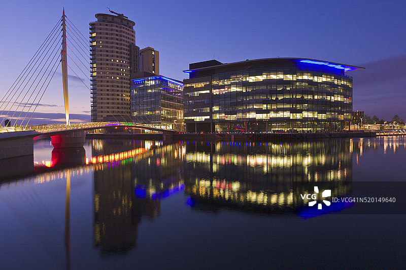 英国广播公司，媒体城夜景图片素材