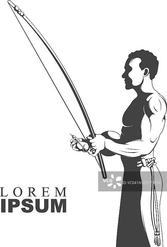 黑白剪影：卡波耶拉舞者演奏berimbau乐器图片素材