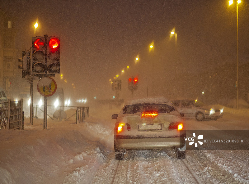 冰岛雷克雅未克的暴风雪图片素材
