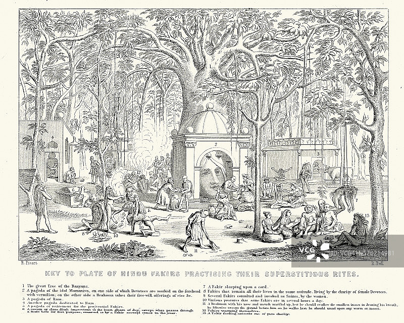 在榕树下修行仪式的印度教苦行僧图片素材