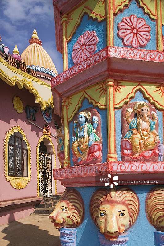 安朱纳海滩附近寺庙细节图片素材