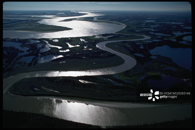 博福特海的马更些河三角洲航拍图片素材