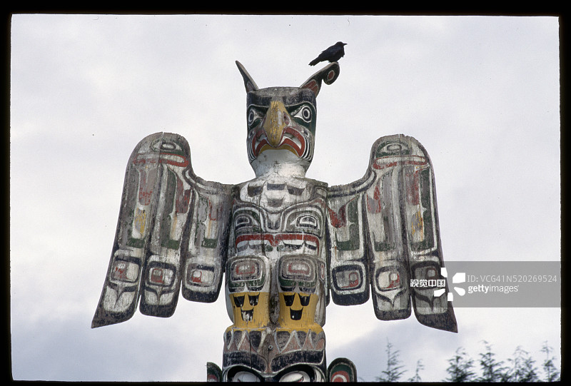 威利·海藻的栖息在纪念柱顶端的渡鸦图片素材