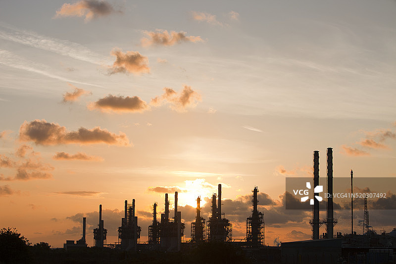 英国蒂赛德河畔海豹沙的石化工厂图片素材