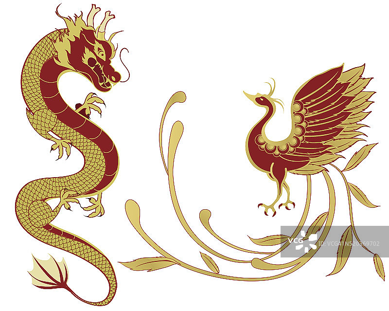 龙和凤凰：中式传统婚礼的象征图片素材