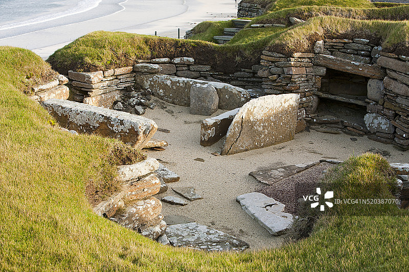奥克尼群岛主岛上的斯卡拉布雷是欧洲最著名的古代遗址图片素材