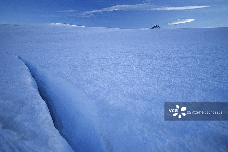 瓦特纳冰川上的冰隙图片素材