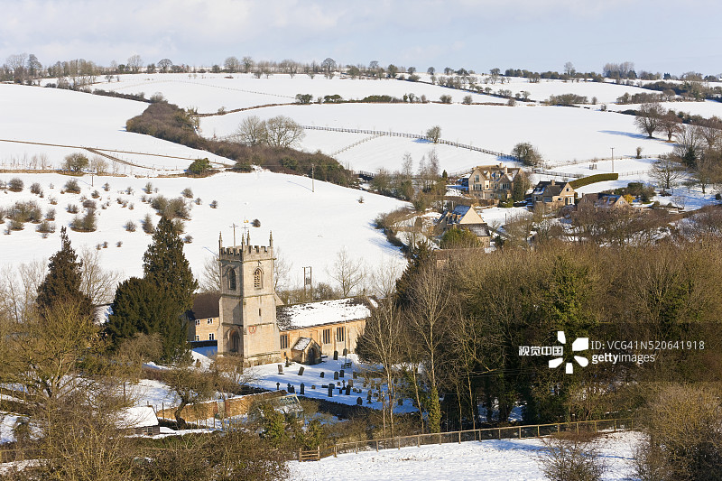 雪中的诺顿村庄图片素材