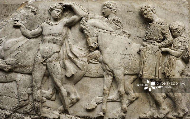被称为埃尔金石雕的帕特农神庙雕塑北部壁带细节图片素材