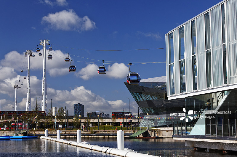 伦敦泰晤士河上的阿联酋航空缆车图片素材
