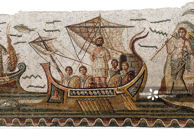 突尼斯巴尔多博物馆的罗马马赛克考古图片素材