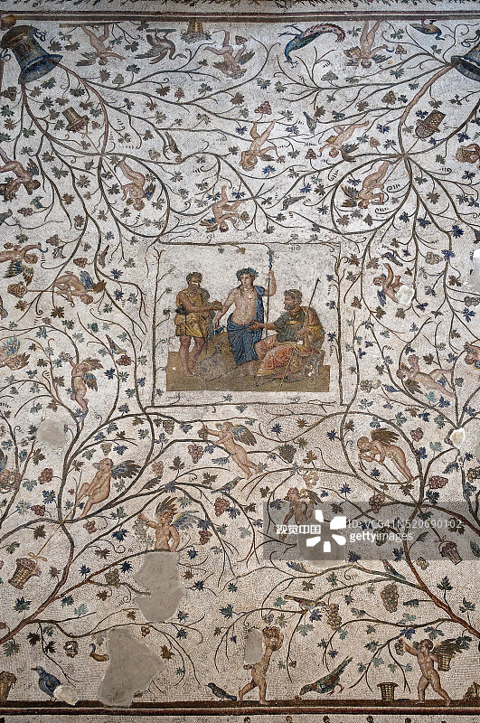 突尼斯巴尔多博物馆的罗马马赛克考古图片素材