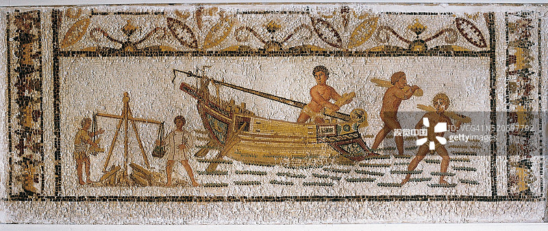 突尼斯巴尔多博物馆的罗马马赛克考古图片素材