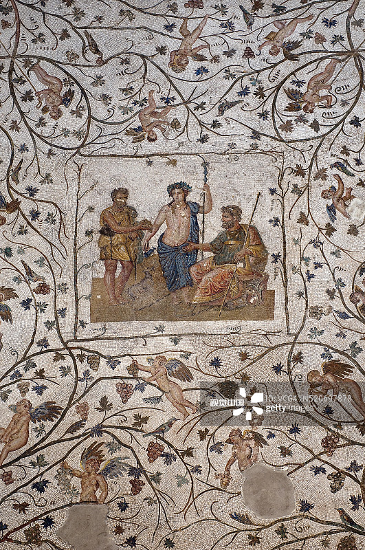 突尼斯巴尔多博物馆的罗马马赛克考古图片素材