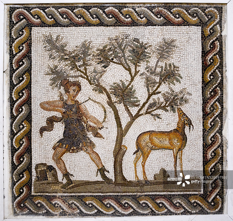 突尼斯巴尔多博物馆的罗马马赛克考古图片素材
