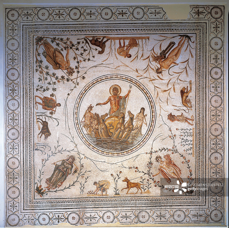 突尼斯巴尔多博物馆的罗马马赛克考古图片素材