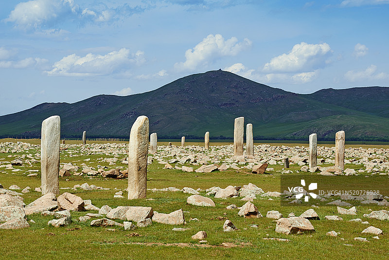 蒙古后杭爱省，Jargalantyn Am的鹿石群，公元前2世纪图片素材