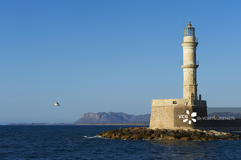 威尼斯港口和灯塔，希腊克里特岛哈尼亚图片素材
