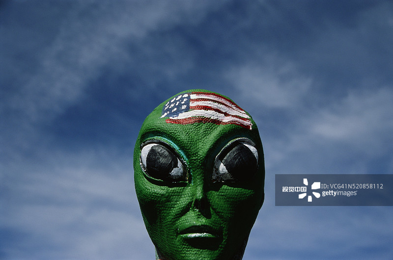 额头绘有美国国旗的外星人图片素材