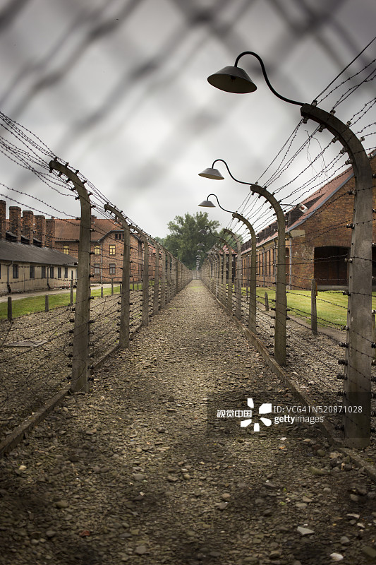 奥斯威辛集中营的铁丝网，波兰图片素材