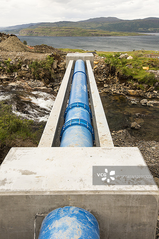 英国苏格兰马尔岛：在Ben More山坡上建造的700千瓦水力发电厂图片素材