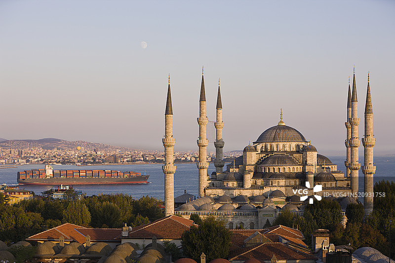 土耳其伊斯坦布尔苏丹艾哈迈德清真寺（蓝色清真寺）图片素材