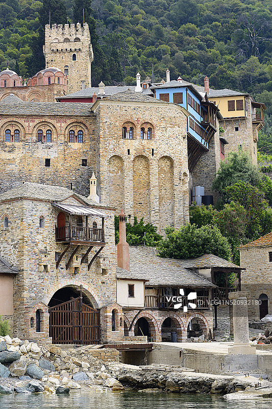 希腊哈尔基季基州多奇阿里乌修道院（阿陀斯半岛世界遗产）图片素材