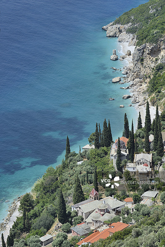 希腊哈尔基季基阿陀斯山世界遗产：尼亚斯基蒂修道院图片素材