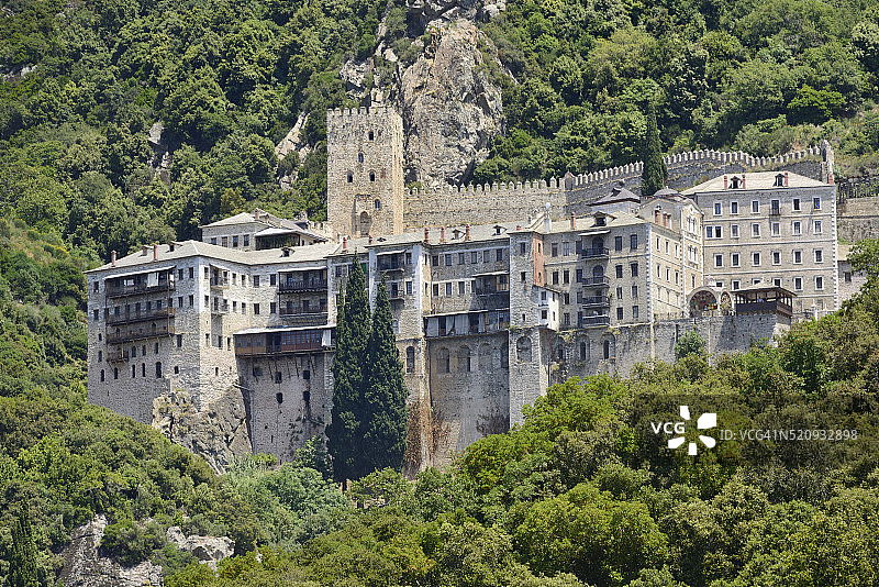 希腊哈尔基季基阿索斯山半岛圣保罗修道院（世界遗产）图片素材