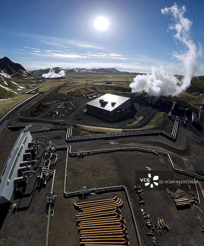 冰岛Hellisheidi地热发电厂的管道图片素材