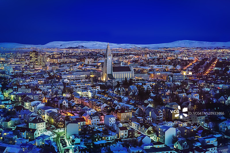 冰岛雷克雅未克鸟瞰图片素材