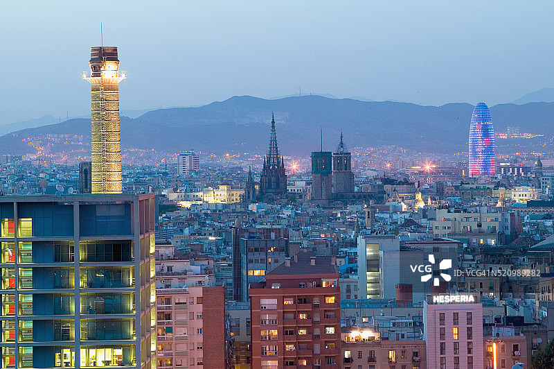 巴塞罗那黄昏景色图片素材