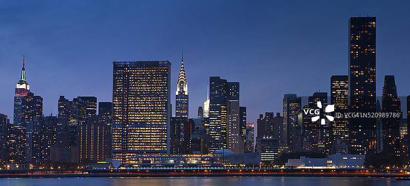 从东河眺望曼哈顿中城天际线图片素材