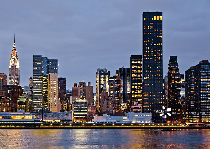 暮色下的曼哈顿中城天际线图片素材