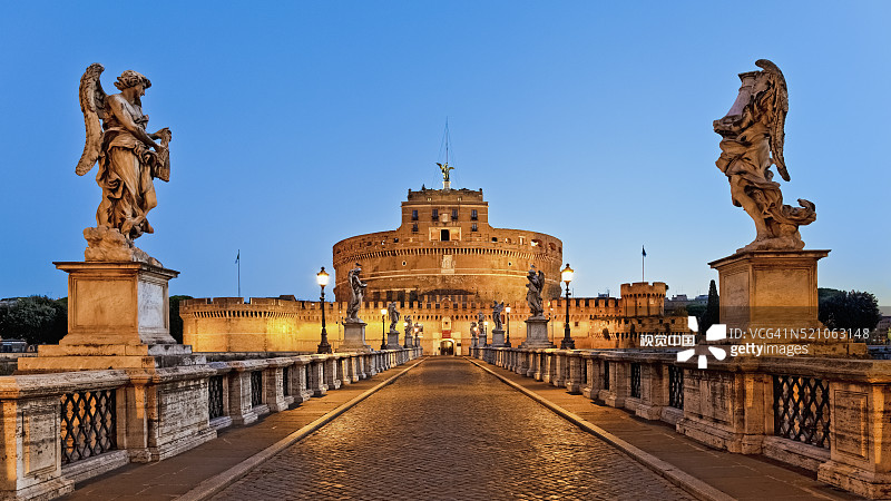 意大利罗马圣天使堡与桥梁图片素材