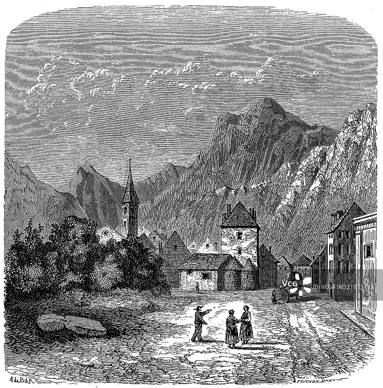 蒙多尔古董插画图片素材