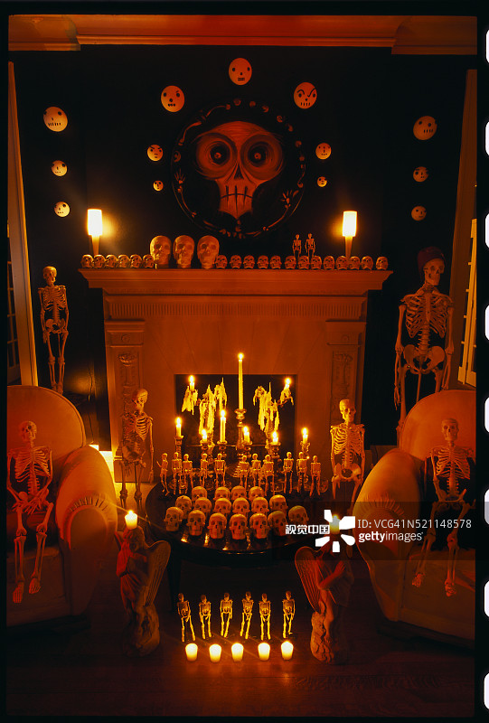 万圣节装饰的客厅图片素材