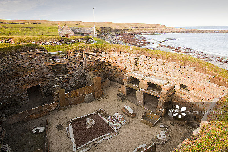奥克尼群岛主岛上的斯卡拉布雷是欧洲最著名的古代遗址图片素材